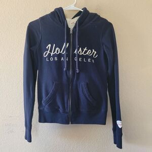 VTG Y2K Hollister Hoodie Womens Xsmall Sherpa Lined Jacket Spell Out Preppy Surf